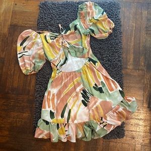 Tropical Abstract Tie Front Dress